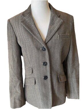 Vintage Chaps Ralph Lauren Tweed Houndstooth Cotton Blazer Equestrian Size 8